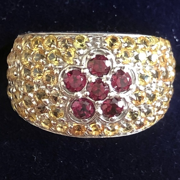 NWOT Sterling Silver Yellow Sapphire & Rhodolite Garnet Ring - Picture 1 of 9